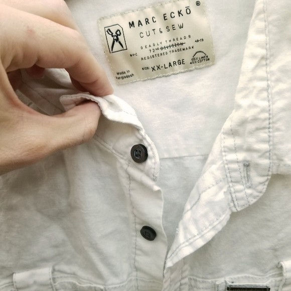 Mark Ecko 2XL Cut & Sew Deadly Threads White Button-Down Shirt 54" 32" 10" - Picture 9 of 13